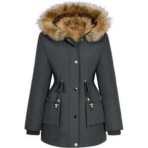 Womens Winter Coat Warm Thicken Puffer Jackets Charcoal